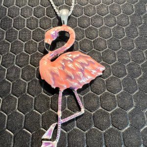 Flamingo Pink Necklace 18K White Gold Plated